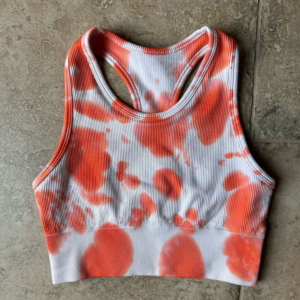 Orange and White Tie-Dye Crop Top